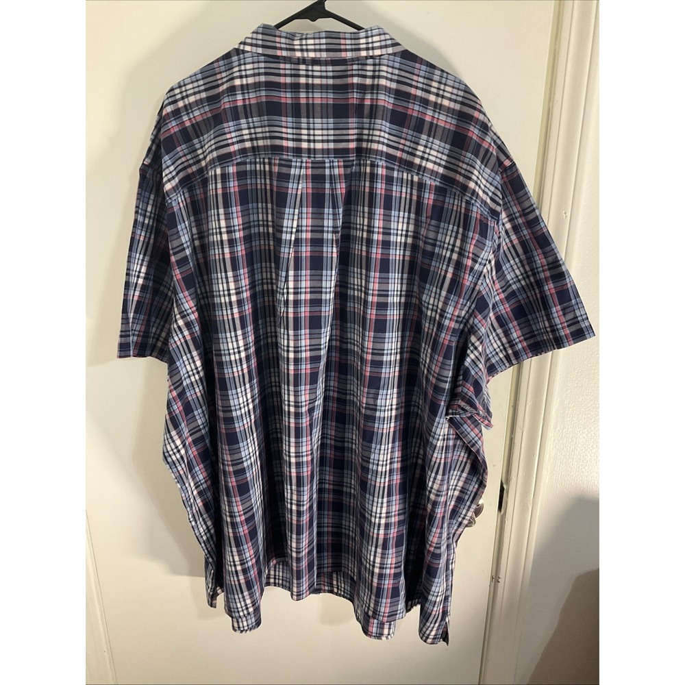 HB Harbor Bay Men's 6XL Button Front Shirt Short Sleeve Red Plaid - Picture 4 of 4
